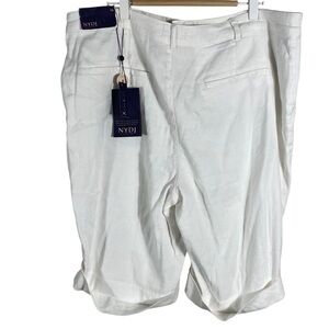 NYDJ Plus Size White Linen Blend Bermuda Shorts with Cuffs Sz 16 NWT